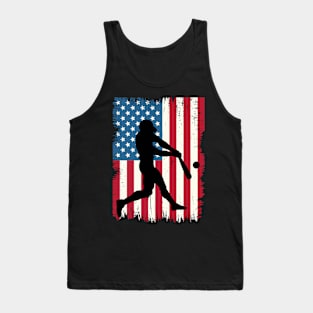 USA Flag Patriotic Baseball pitcher catcher Funny Gift Tank Top